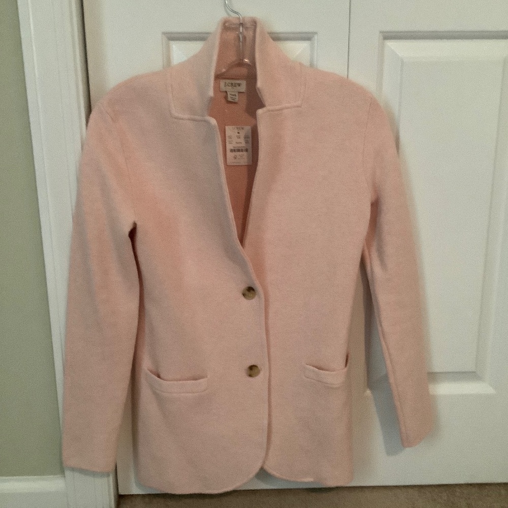 J Crew Knit Blazer Jacket, Light Pink, XXS